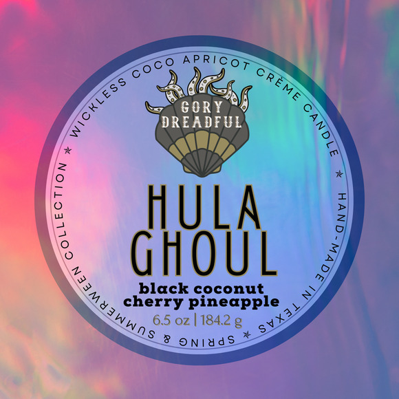 Hula Ghoul Luxury Wickless Candle: Black Coconut & Cherry Pineapple Scent - Picture 8 of 10